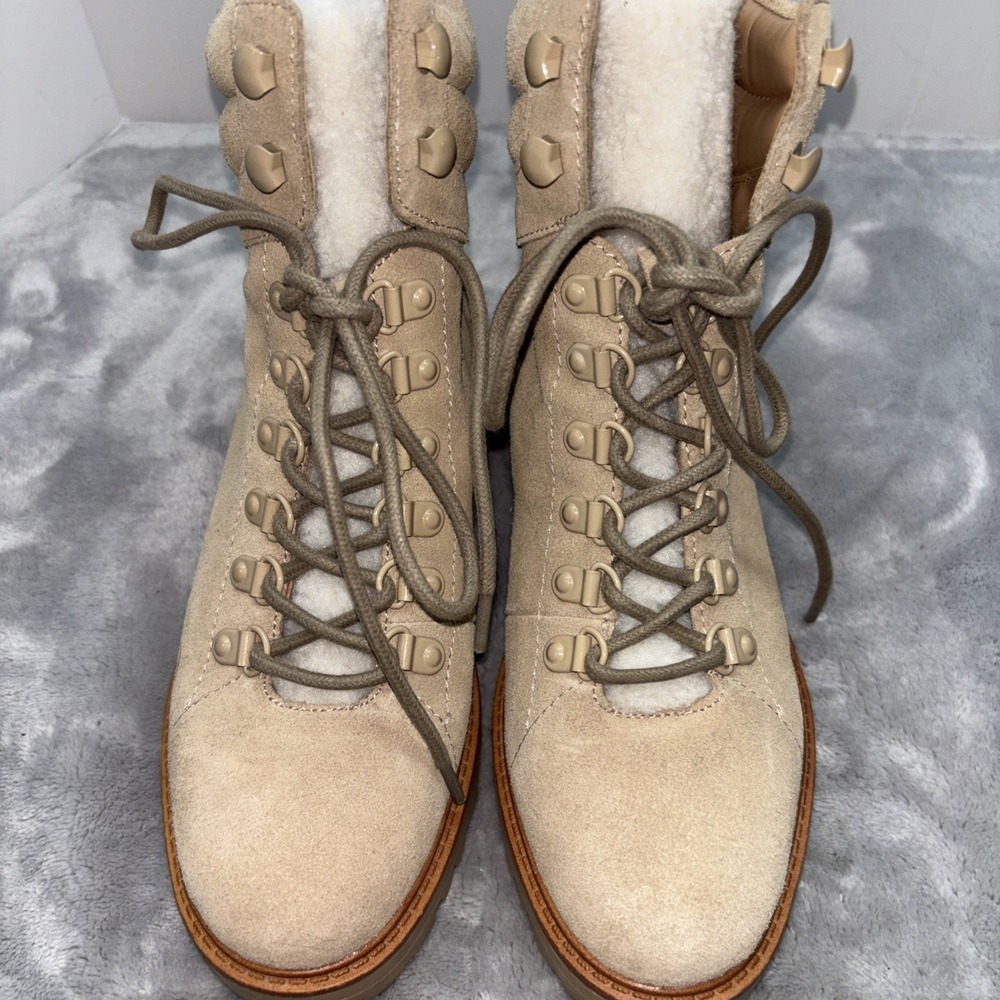 MARC FISHER - Mallie Beige Suede Sherpa Hiking Boots SZ 7M Retail $150